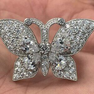 Charles Winston Rhodium Plated Sterling Silver 4.82ct CZ Butterfly RING